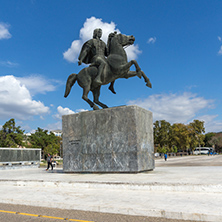 THESSALONIKI, GREECE - SEPTEMBER 30, 2017: Alexander the Great Monument at embankment of city of Thessaloniki, Central Macedonia, Greece