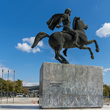 THESSALONIKI, GREECE - SEPTEMBER 30, 2017: Alexander the Great Monument at embankment of city of Thessaloniki, Central Macedonia, Greece