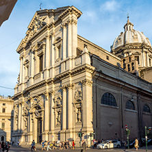 ROME, ITALY - JUNE 22, 2017: Amazing Sunset view of Chiesa Sant Andrea della Valle in Rome, Italy