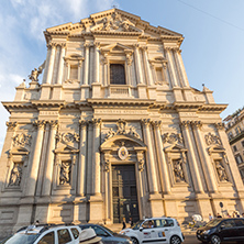 ROME, ITALY - JUNE 22, 2017: Amazing Sunset view of Chiesa Sant Andrea della Valle in Rome, Italy