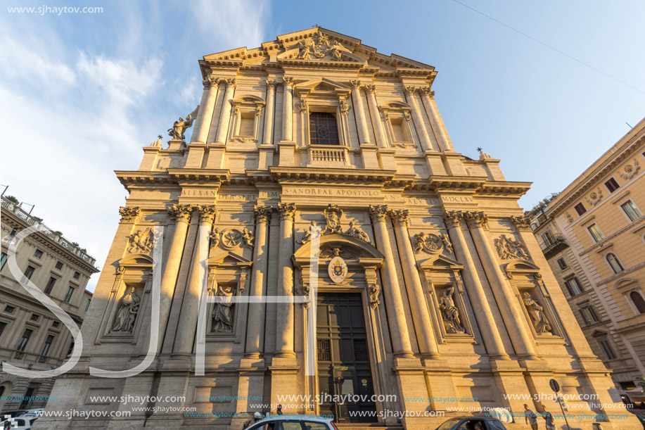 ROME, ITALY - JUNE 22, 2017: Amazing Sunset view of Chiesa Sant Andrea della Valle in Rome, Italy