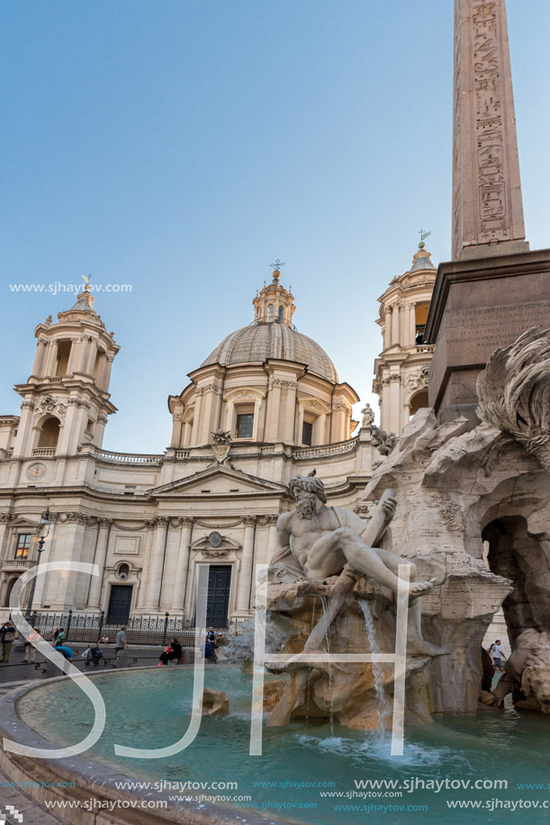 ROME, ITALY - JUNE 22, 2017: Amazing Sunset view of Piazza Navona in city of Rome, Italy
