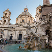 ROME, ITALY - JUNE 22, 2017: Amazing Sunset view of Piazza Navona in city of Rome, Italy