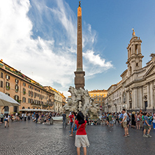 ROME, ITALY - JUNE 22, 2017: Amazing Sunset view of Piazza Navona in city of Rome, Italy