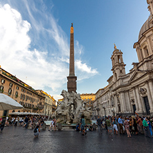ROME, ITALY - JUNE 22, 2017: Amazing Sunset view of Piazza Navona in city of Rome, Italy
