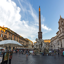 ROME, ITALY - JUNE 22, 2017: Amazing Sunset view of Piazza Navona in city of Rome, Italy