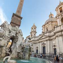 ROME, ITALY - JUNE 22, 2017: Amazing Sunset view of Piazza Navona in city of Rome, Italy