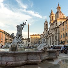 ROME, ITALY - JUNE 22, 2017: Amazing Sunset view of Piazza Navona in city of Rome, Italy