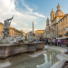 ROME, ITALY - JUNE 22, 2017: Amazing Sunset view of Piazza Navona in city of Rome, Italy