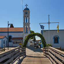 Orthodox Saint Nicholas Monastery located on two islands in Porto Lagos near town of Xanthi, East Macedonia and Thrace, Greece