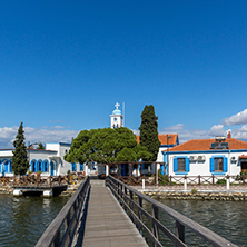 Orthodox Saint Nicholas Monastery located on two islands in Porto Lagos near town of Xanthi, East Macedonia and Thrace, Greece