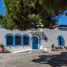 Orthodox Saint Nicholas Monastery located on two islands in Porto Lagos near town of Xanthi, East Macedonia and Thrace, Greece