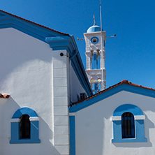 Orthodox Saint Nicholas Monastery located on two islands in Porto Lagos near town of Xanthi, East Macedonia and Thrace, Greece