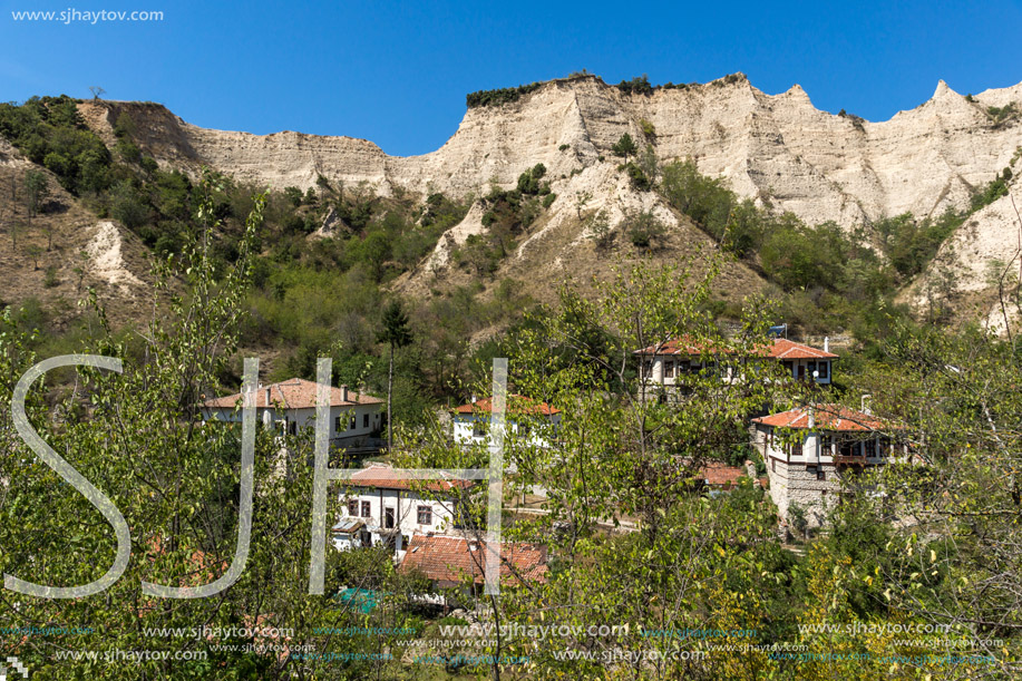 Sand pyramids and Panorama to town of Melnik, Blagoevgrad region, Bulgaria