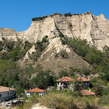 Sand pyramids and Panorama to town of Melnik, Blagoevgrad region, Bulgaria