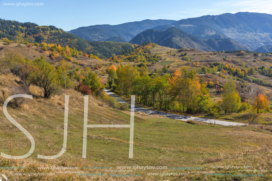 Amazing Autumn landscape near town of Dospat, Rhodope Mountains, Bulgaria