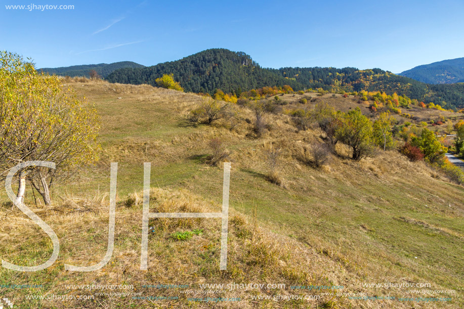 Amazing Autumn landscape near town of Dospat, Rhodope Mountains, Bulgaria