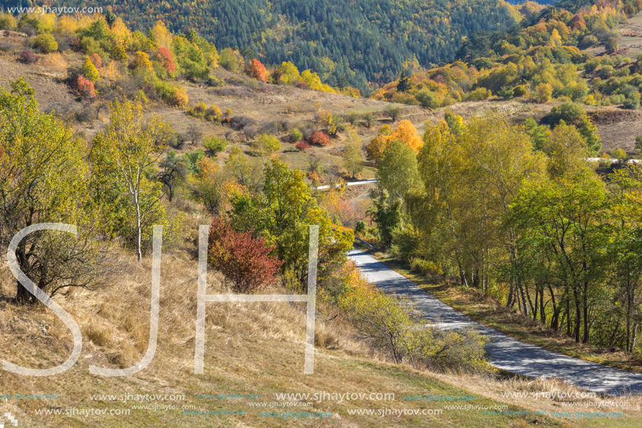 Amazing Autumn landscape near town of Dospat, Rhodope Mountains, Bulgaria