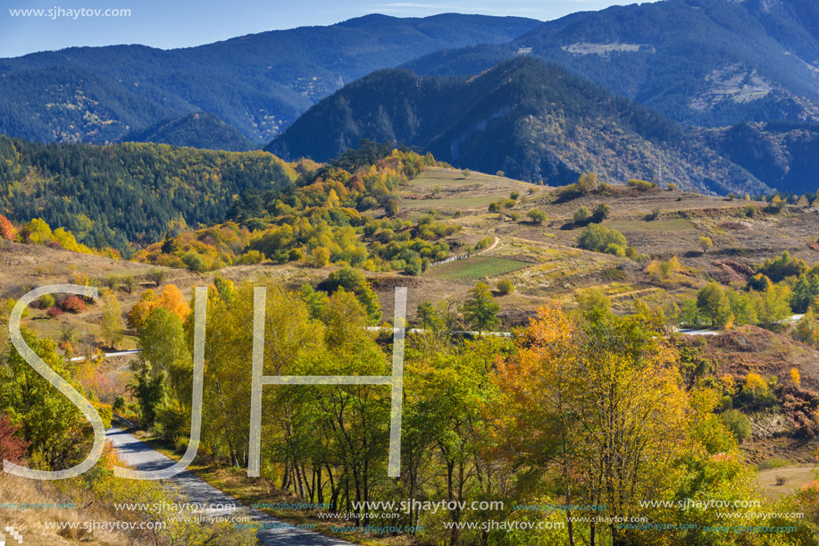 Amazing Autumn landscape near town of Dospat, Rhodope Mountains, Bulgaria