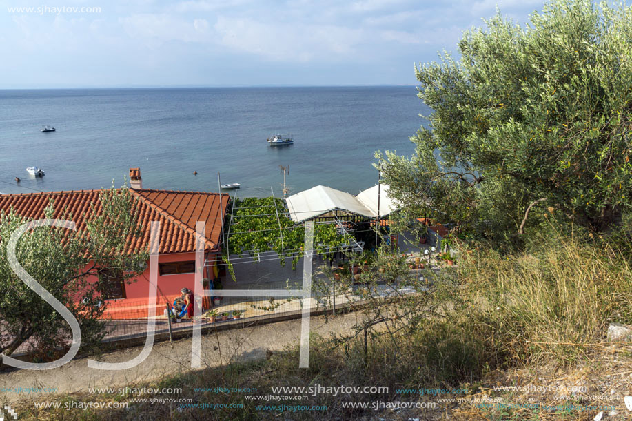 CHALKIDIKI, CENTRAL MACEDONIA, GREECE - AUGUST 25, 2014: Seascape of Psakoudia Beach at Sithonia peninsula, Chalkidiki, Central Macedonia, Greece
