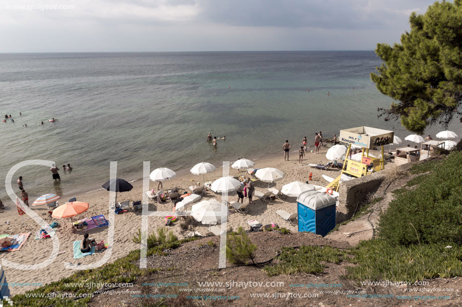 CHALKIDIKI, CENTRAL MACEDONIA, GREECE - AUGUST 25, 2014: Seascape of Metamorfosi at Sithonia peninsula, Chalkidiki, Central Macedonia, Greece