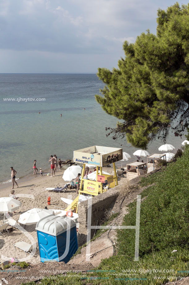 CHALKIDIKI, CENTRAL MACEDONIA, GREECE - AUGUST 25, 2014: Seascape of Metamorfosi at Sithonia peninsula, Chalkidiki, Central Macedonia, Greece
