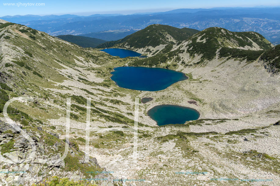 Amazing Landscape of Kremenski lakes from Dzhano peak, Pirin Mountain, Bulgaria