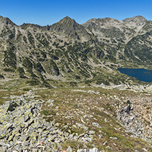 Amazing Landscape of Popovo lake, Dzhangal and Polezhan peaks from Dzhano peak, Pirin Mountain, Bulgaria