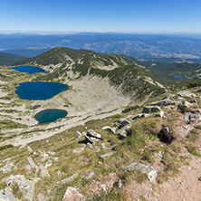 Amazing Landscape of Kremenski lakes from Dzhano peak, Pirin Mountain, Bulgaria