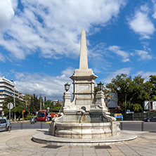 THESSALONIKI, GREECE - SEPTEMBER 30, 2017: Fountain in the center of city of Thessaloniki, Central Macedonia, Greece