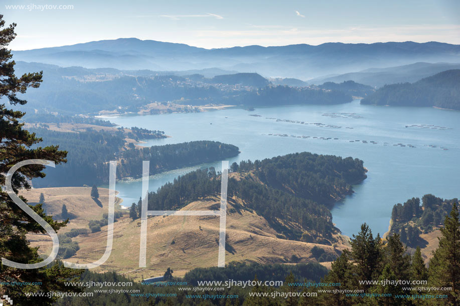 Amazing Autumn Panorama of Dospat  Reservoir, Smolyan Region, Bulgaria