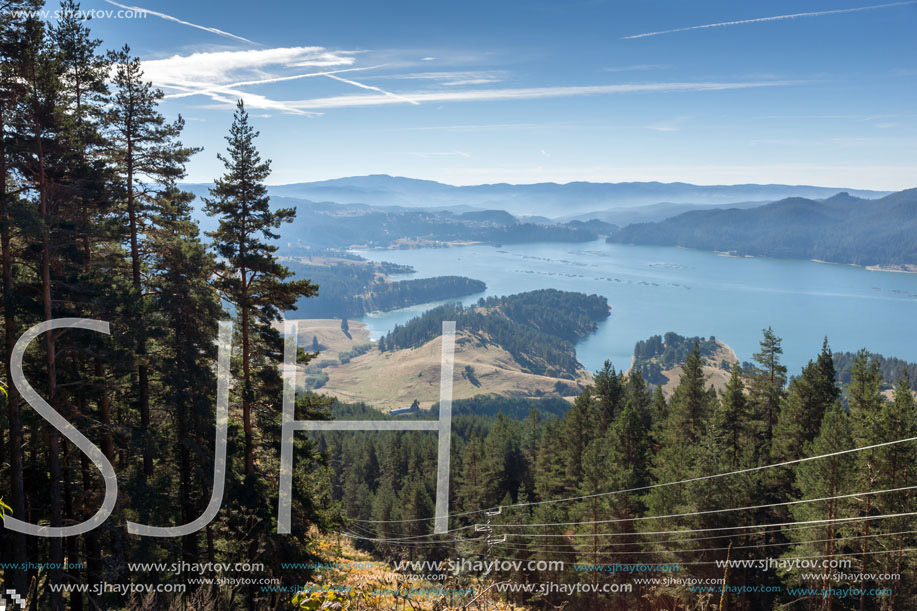 Amazing Autumn Panorama of Dospat  Reservoir, Smolyan Region, Bulgaria