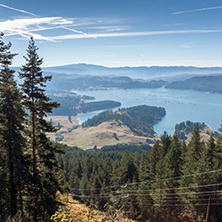 Amazing Autumn Panorama of Dospat  Reservoir, Smolyan Region, Bulgaria