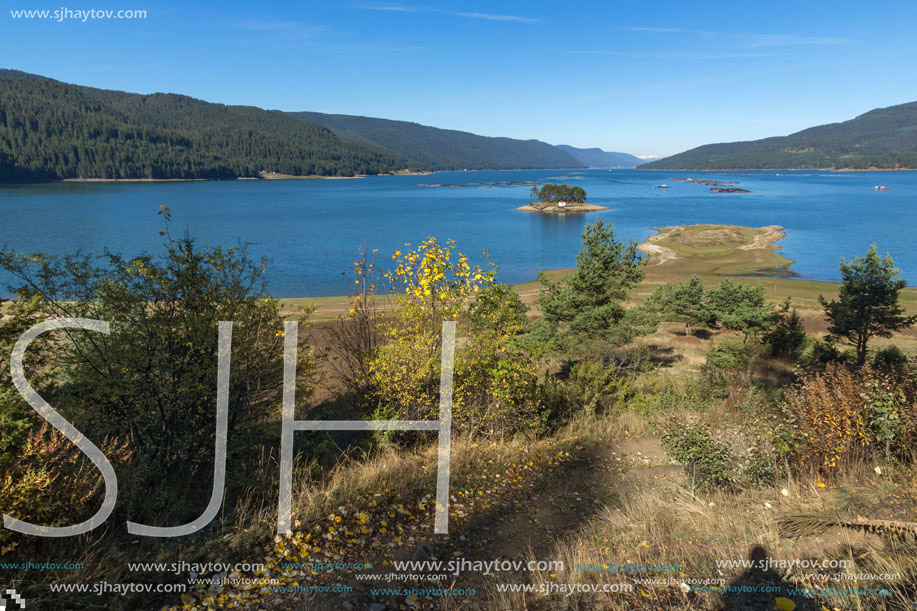 Amazing Autumn Panorama of Dospat  Reservoir, Smolyan Region, Bulgaria