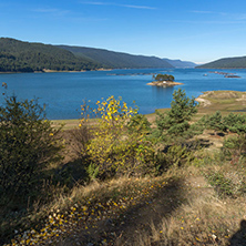 Amazing Autumn Panorama of Dospat  Reservoir, Smolyan Region, Bulgaria