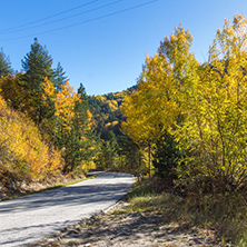 Amazing Autumn panorama near town of Dospat, Rhodope Mountains, Bulgaria