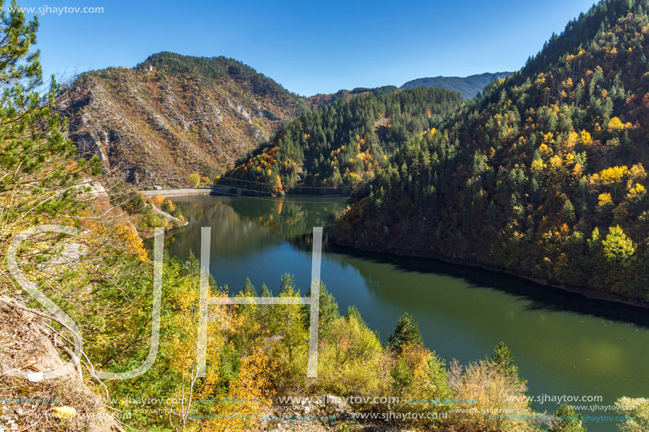 Autumn Autumn Landscape of Teshel  Reservoir, Smolyan Region, Bulgaria