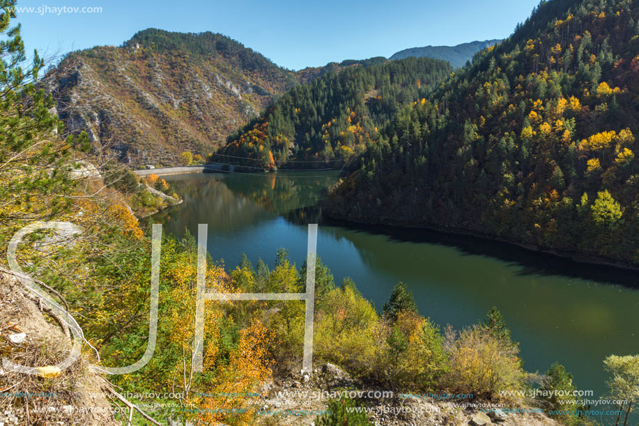 Autumn Autumn Landscape of Teshel  Reservoir, Smolyan Region, Bulgaria