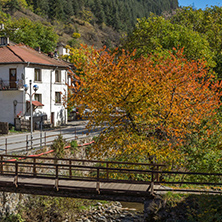 Autumn Landscape with old houses in town of Shiroka Laka, Smolyan Region, Bulgaria