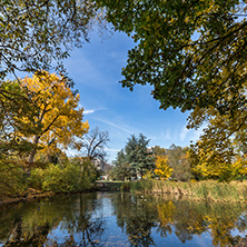 Amazing Autumn landscape with Yellow trees in South Park in city of Sofia, Bulgaria