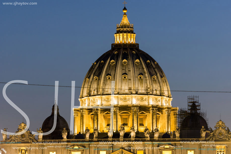 Amazing Night photo of Vatican and St. Peter"s Basilica in Rome, Italy