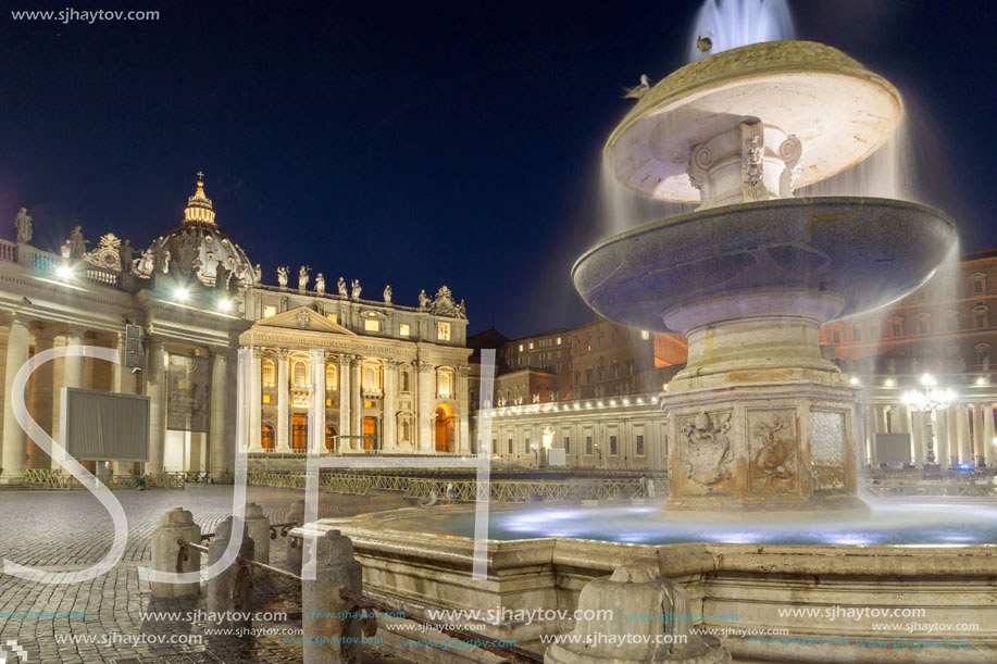 Amazing Night photo of Vatican and St. Peter"s Basilica in Rome, Italy