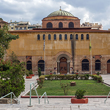 THESSALONIKI, GREECE - SEPTEMBER 30, 2017: Ancient Byzantine Orthodox Hagia Sophia Cathedral in the center of city of Thessaloniki, Central Macedonia, Greece