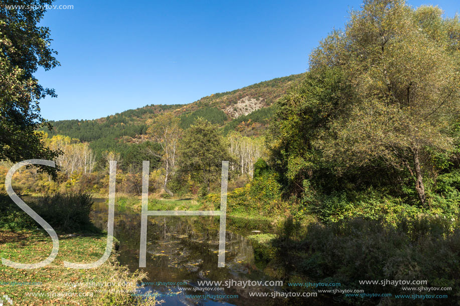 Autumn Landscape of Iskar River near Pancharevo lake, Sofia city Region, Bulgaria