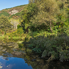 Autumn Landscape of Iskar River near Pancharevo lake, Sofia city Region, Bulgaria