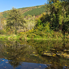 Autumn Landscape of Iskar River near Pancharevo lake, Sofia city Region, Bulgaria