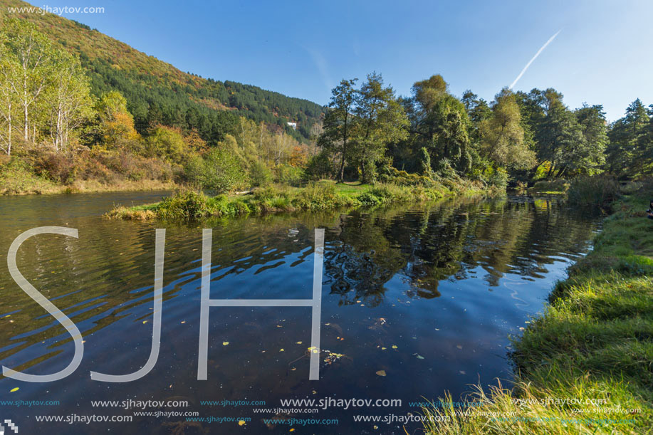 Autumn Landscape of Iskar River near Pancharevo lake, Sofia city Region, Bulgaria