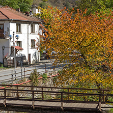 Panoramic view with old houses  in town of Shiroka Laka, Smolyan Region, Bulgaria