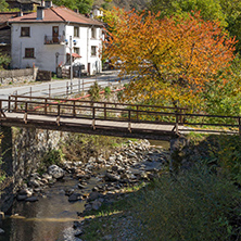 Panoramic view with old houses  in town of Shiroka Laka, Smolyan Region, Bulgaria