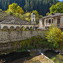 Autumn view of a nineteenth-century church of the Assumption in town of Shiroka Laka, Smolyan Region, Bulgaria